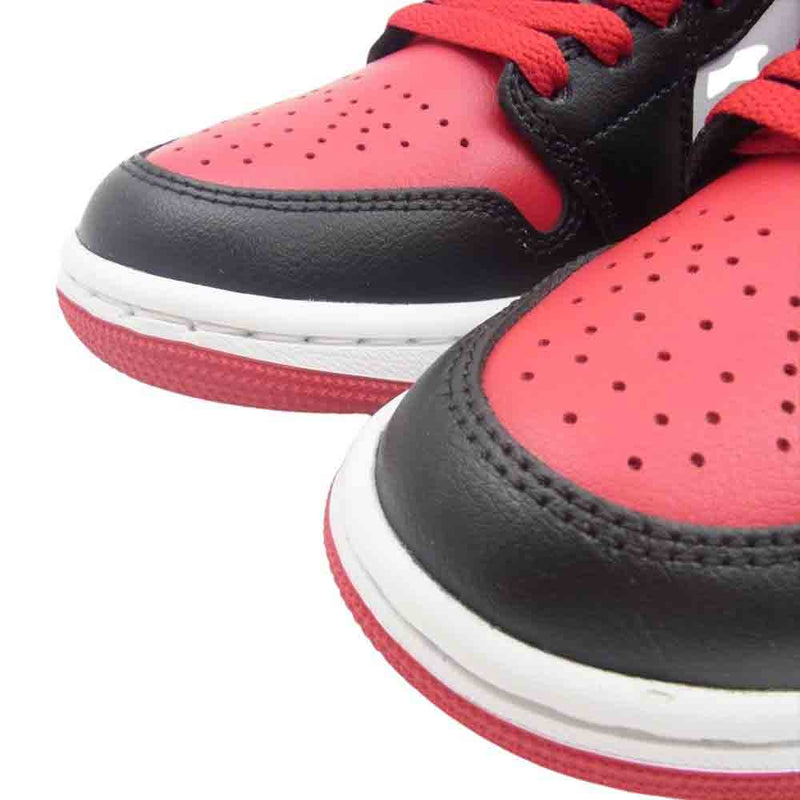 NIKE AIR JORDAN ナイキ ジョーダン BQ6472-079 Womens AJ 1 Mid Bred Toe ウィメンズ エアジョーダン1 ミッド ブレッド トゥ スニーカー ブラック系 レッド系 ホワイト系 23cm【美品】【中古】