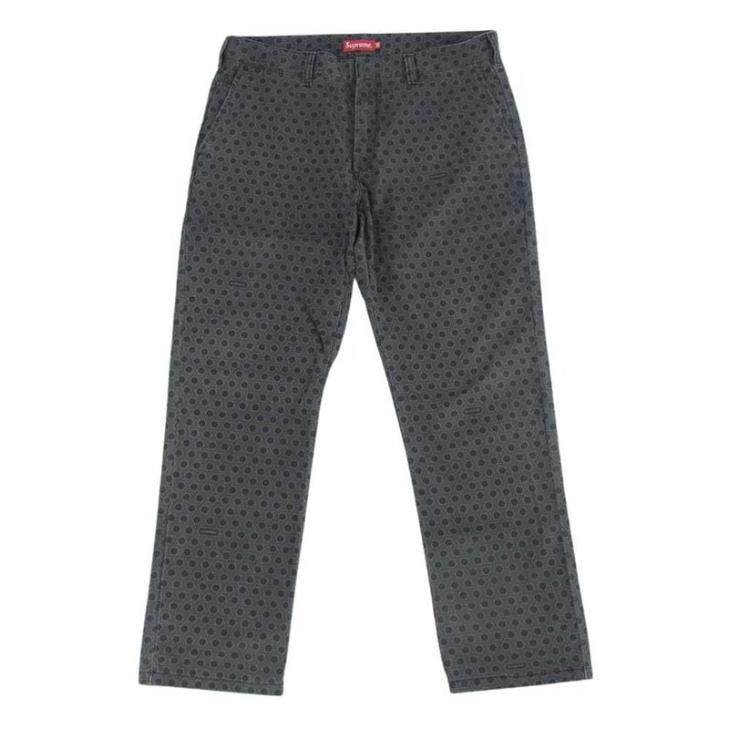 Supreme シュプリーム 19AW Work Pant モノグラム 総柄 ワークパンツ コットン パンツ ダークグレー系 36【中古】