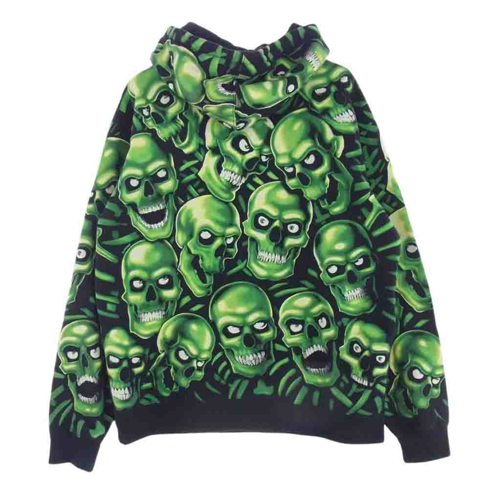 Supreme シュプリーム 18SS Skull Pile Hooded Sweatshirt スカル パイル フーデッド スウェットシャツ プルオーバー パーカー ブラック系 L【中古】