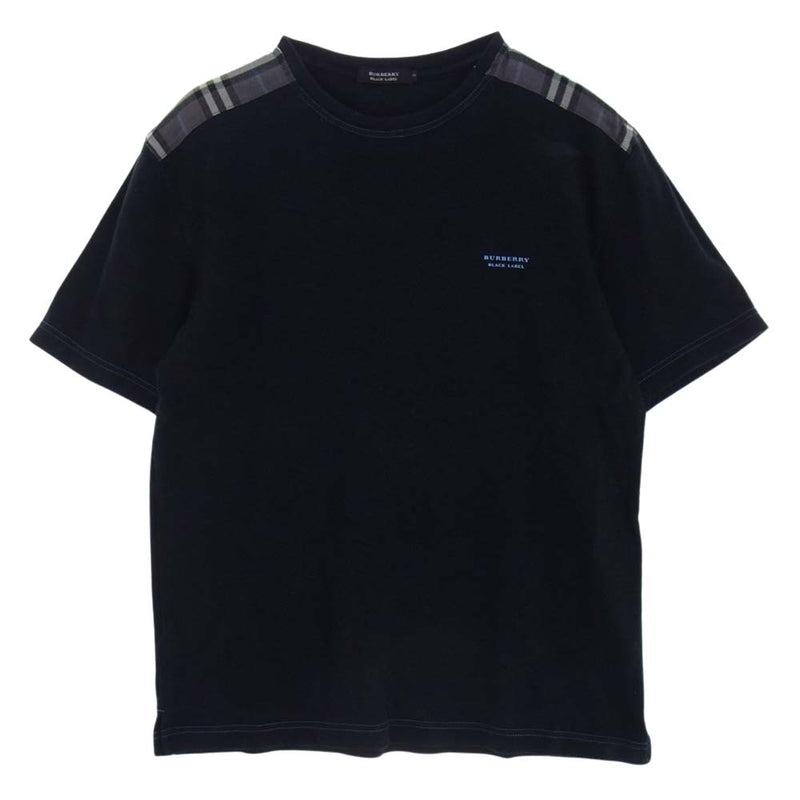 BURBERRY BLACK LABEL バーバリーブラックレーベル BMV44-909-09 ノバチェック 刺繍 ロゴ 半袖 Tシャツ ネイビー系 3【中古】