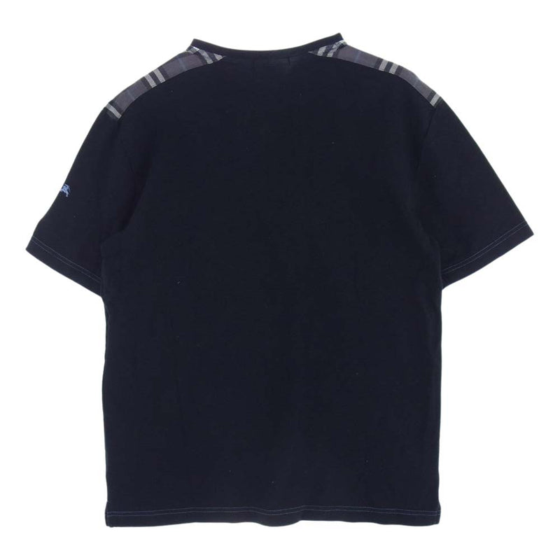 BURBERRY BLACK LABEL バーバリーブラックレーベル BMV44-909-09 ノバチェック 刺繍 ロゴ 半袖 Tシャツ ネイビー系 3【中古】