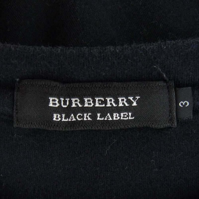 BURBERRY BLACK LABEL バーバリーブラックレーベル BMV44-909-09 ノバチェック 刺繍 ロゴ 半袖 Tシャツ ネイビー系 3【中古】