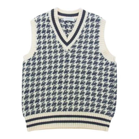 TOMORROWLAND トゥモローランド 63-02-44-02017 tricot 千鳥格子 ニット ベスト オフホワイト系 ブラック系 XL【中古】