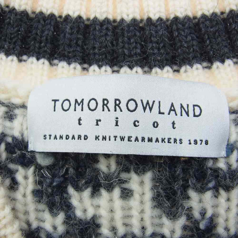 TOMORROWLAND トゥモローランド 63-02-44-02017 tricot 千鳥格子 ニット ベスト オフホワイト系 ブラック系 XL【中古】