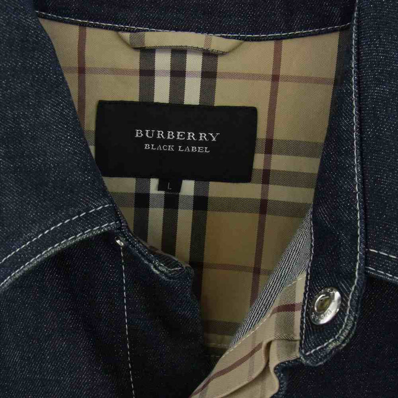 BURBERRY BLACK LABEL バーバリーブラックレーベル BMP57-815-28 花モチーフ ノバチェック デニム ジャケット インディゴブルー系 L【中古】