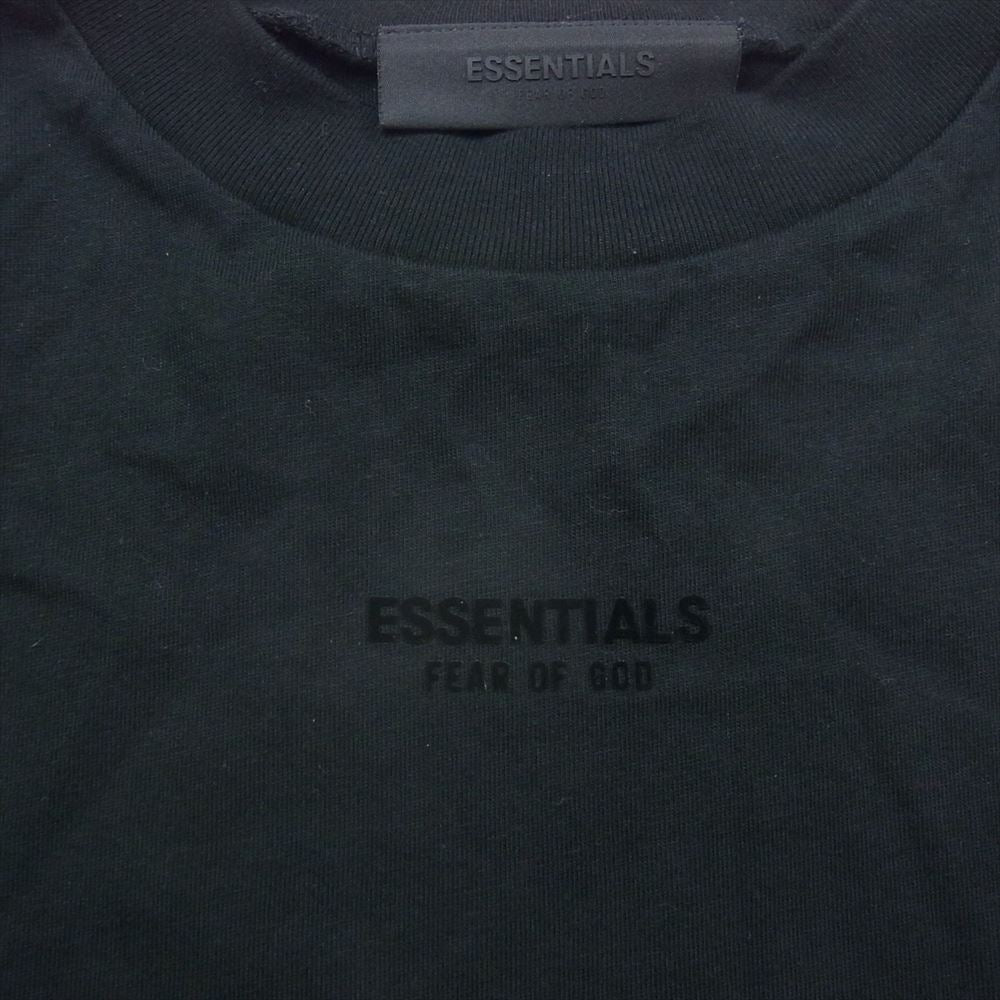 FEAR OF GOD フィアオブゴッド ESSENTIALS LS TEE エッセンシャルズ ラバーパッチ フロッキーロゴ オーバーサイズ 長袖Ｔシャツ ブラック系 L【中古】