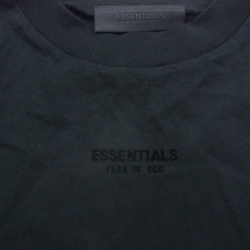 FEAR OF GOD フィアオブゴッド ESSENTIALS LS TEE エッセンシャルズ ラバーパッチ フロッキーロゴ オーバーサイズ 長袖Ｔシャツ ブラック系 L【中古】