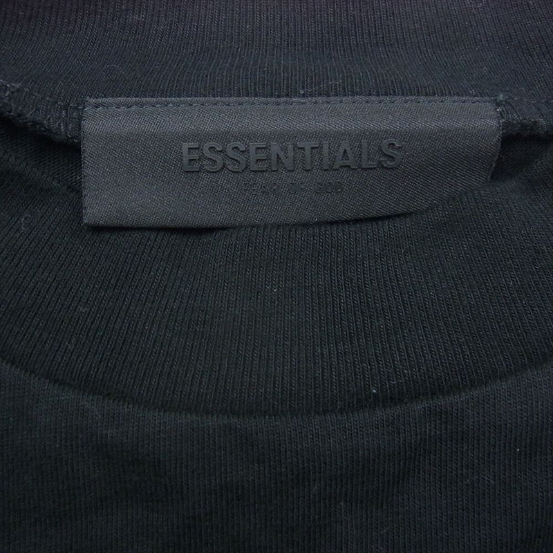 FEAR OF GOD フィアオブゴッド ESSENTIALS LS TEE エッセンシャルズ ラバーパッチ フロッキーロゴ オーバーサイズ 長袖Ｔシャツ ブラック系 L【中古】