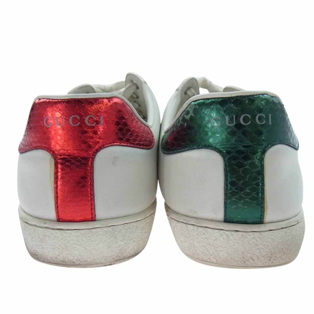 GUCCI グッチ 456230 エンブロイダリー スネーク ローカットスニーカー ホワイト系 8.5【中古】