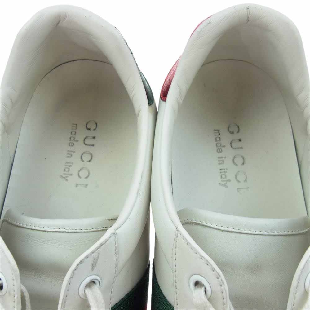 GUCCI グッチ 456230 エンブロイダリー スネーク ローカットスニーカー ホワイト系 8.5【中古】