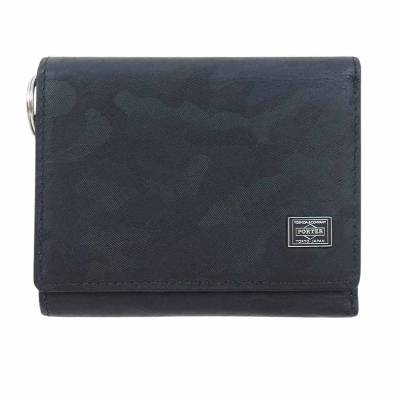 PORTER ポーター 342-06038 WONDER WALLET ワンダー コンパクト ウォレット カモフラ  3つ折り財布 ブラック系【中古】