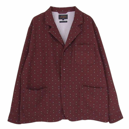 BEAMS ビームス 20AW 11-16-1672 PLUS プラス ポリエステル 小紋柄 段返り 3B シャツジャケット エンジ系 S【中古】