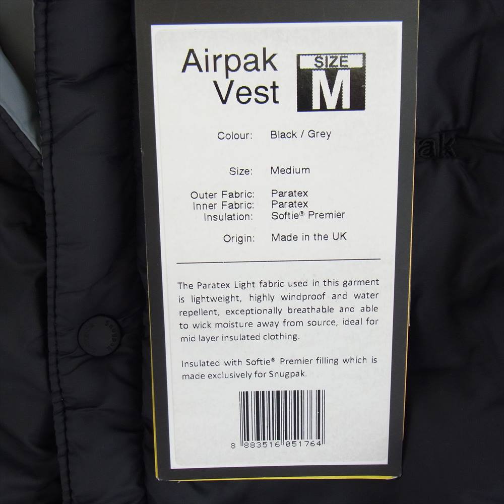 スナグパック AIRPAKVEST イギリス製 リバーシブル 中綿 ベスト ブラック系 グレー系 M【中古】
