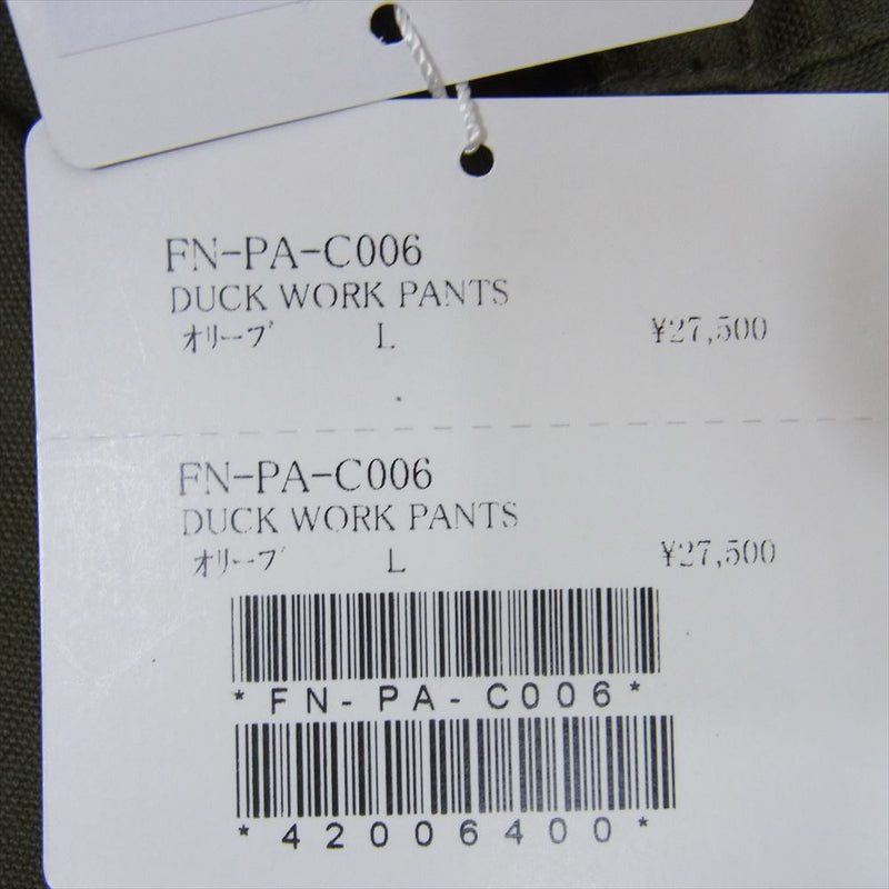 THE FLAT HEAD ザフラットヘッド FN-PA-C006 DUCK WORK PANTS ダック コットン 無地 ワークパンツ オリーブ系 L【中古】