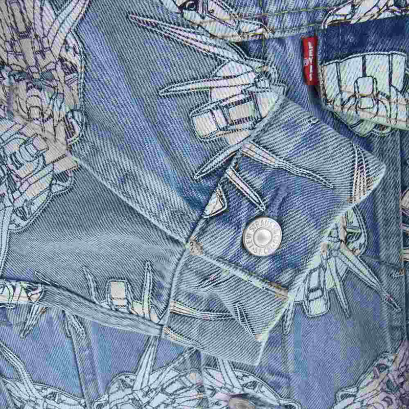 Levi's リーバイス ガンダムシードリラックスドトラッカー × ガンダムシードリラックスドトラッカー ジャケット ライトブルー系 L【新古品】【未使用】【中古】