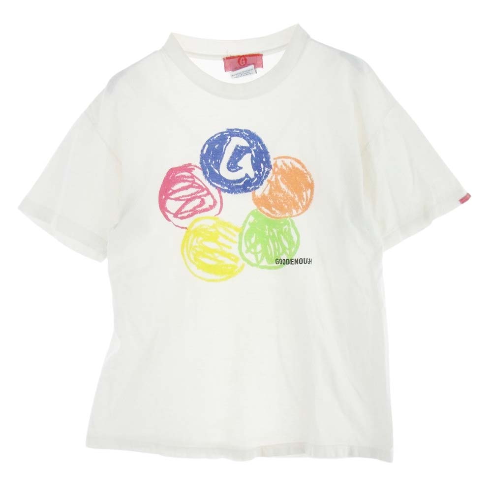 GOODENOUGH グッドイナフ 90s UKG 水玉クレヨン TEE ロゴ プリント 半袖 Ｔシャツ  ホワイト系 L【中古】