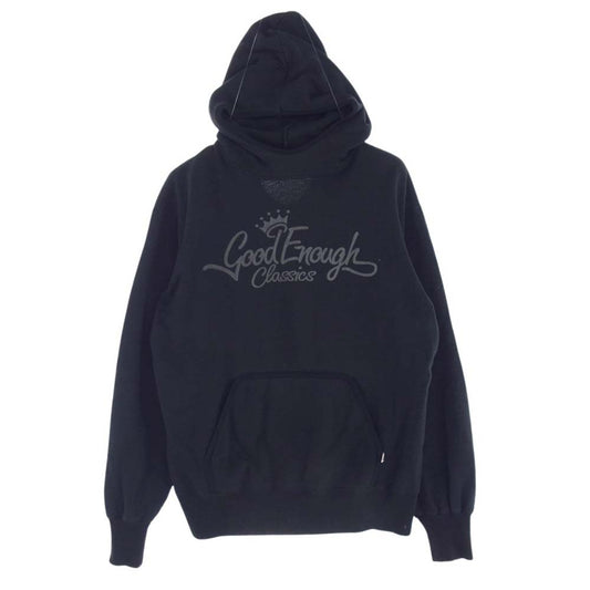 GOODENOUGH グッドイナフ 初期タグ Classics Trim HOODY クラシック ロゴ スウェット パーカー ブラック系 M【中古】