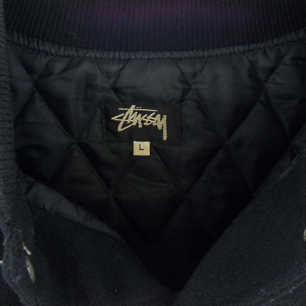 STUSSY ステューシー 80s Rasta Stadium Jacket 80年代初期タグ ヴィンテージ ラスタ ストックロゴ スタジアムジャケット スタジャン ブラック系 L【中古】