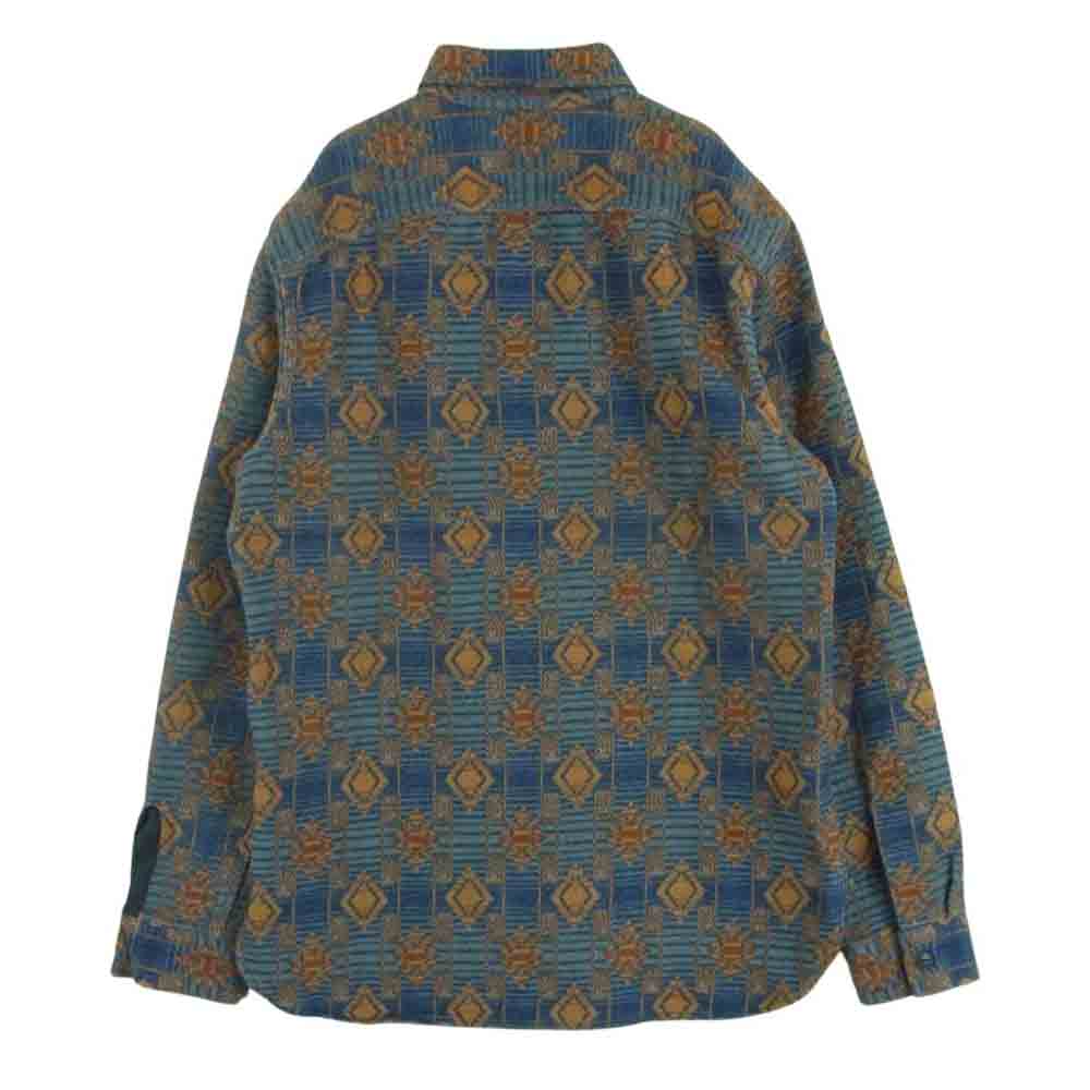 RRL ダブルアールエル ブラッシュド 加工 ジャカード ワーク 長袖 シャツ インド製 ブルー系 オレンジ系 S【中古】