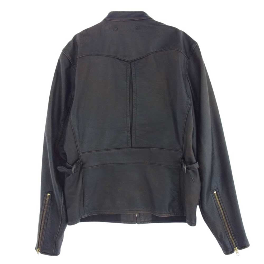 RRL ダブルアールエル 茶芯 USED加工 ホースハイド シングル ライダース ジャケット 170/92A【美品】【中古】