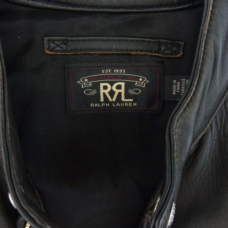 RRL ダブルアールエル 茶芯 USED加工 ホースハイド シングル ライダース ジャケット 170/92A【美品】【中古】