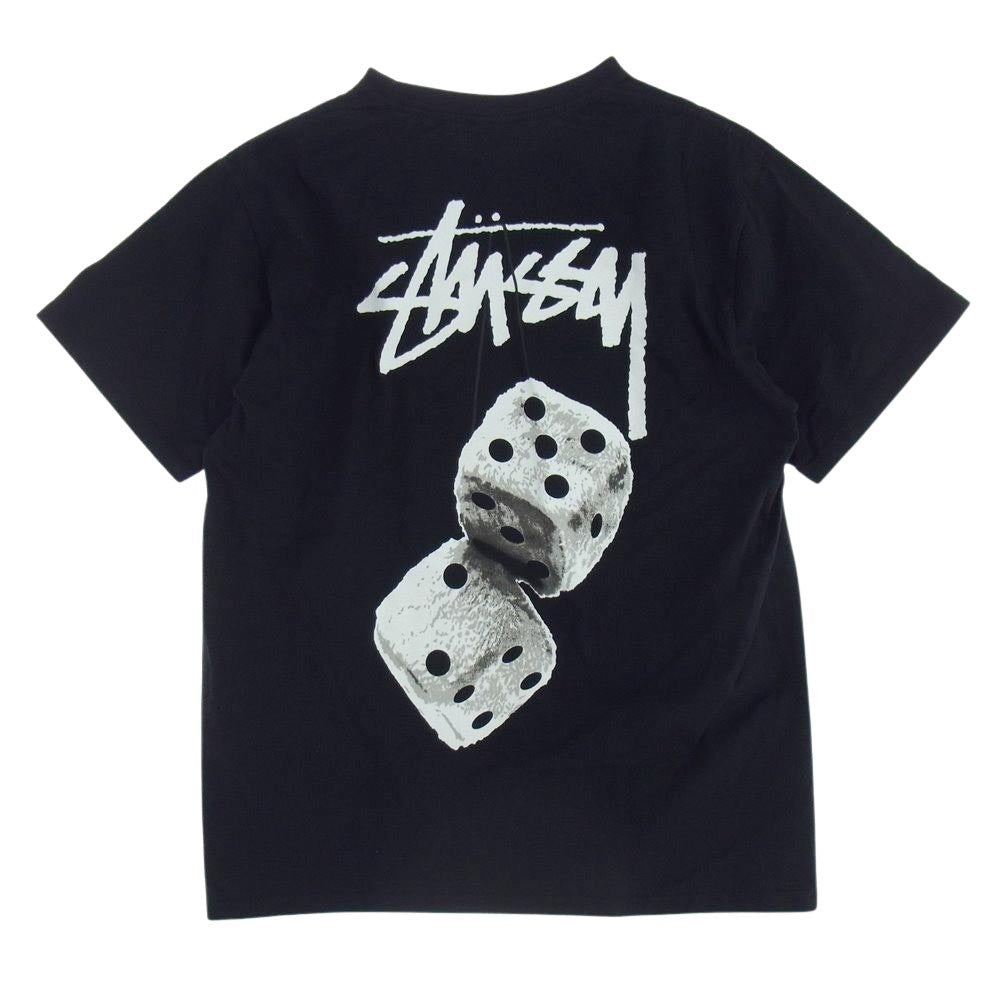 STUSSY ステューシー サイコロ ロゴ バック プリント 半袖 Tシャツ ブラック系 L【中古】