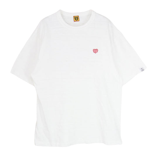 HUMAN MADE ヒューマンメイド HEART BADGE T-SHIRT ハート ロゴ 刺繍 半袖 丸首 ショートスリーブ Tシャツ ホワイト系 L【中古】