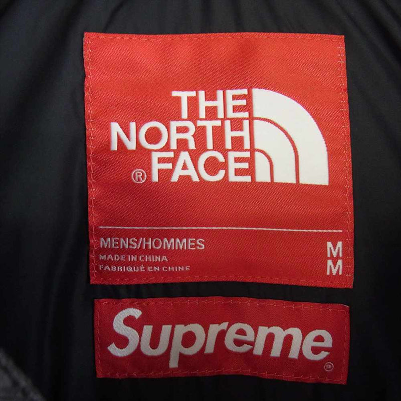 Supreme シュプリーム 21AW × The North Face ノースフェイス Bleached Denim Print Nuptse Jacket ブリーチド デニム プリント ヌプシ ダウン ジャケット ブラック系 M【美品】【中古】