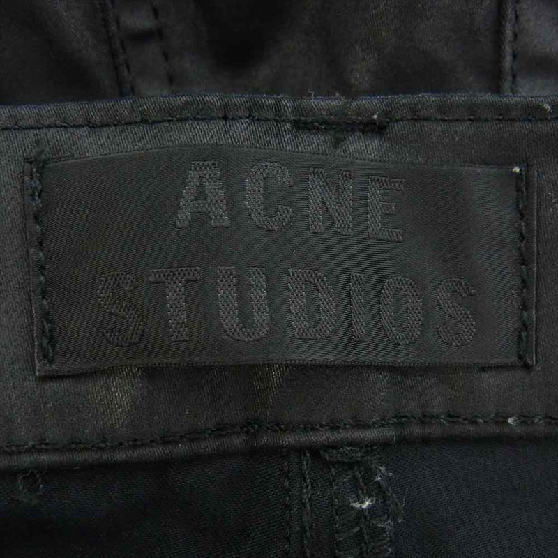 ACNE STUDIOS アクネストゥディオズ ACE PLEATHER エースプリーザー スキニー コーティング加工 ワーク パンツ ブラック系【中古】