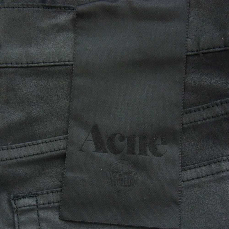 ACNE STUDIOS アクネストゥディオズ ACE PLEATHER エースプリーザー スキニー コーティング加工 ワーク パンツ ブラック系【中古】