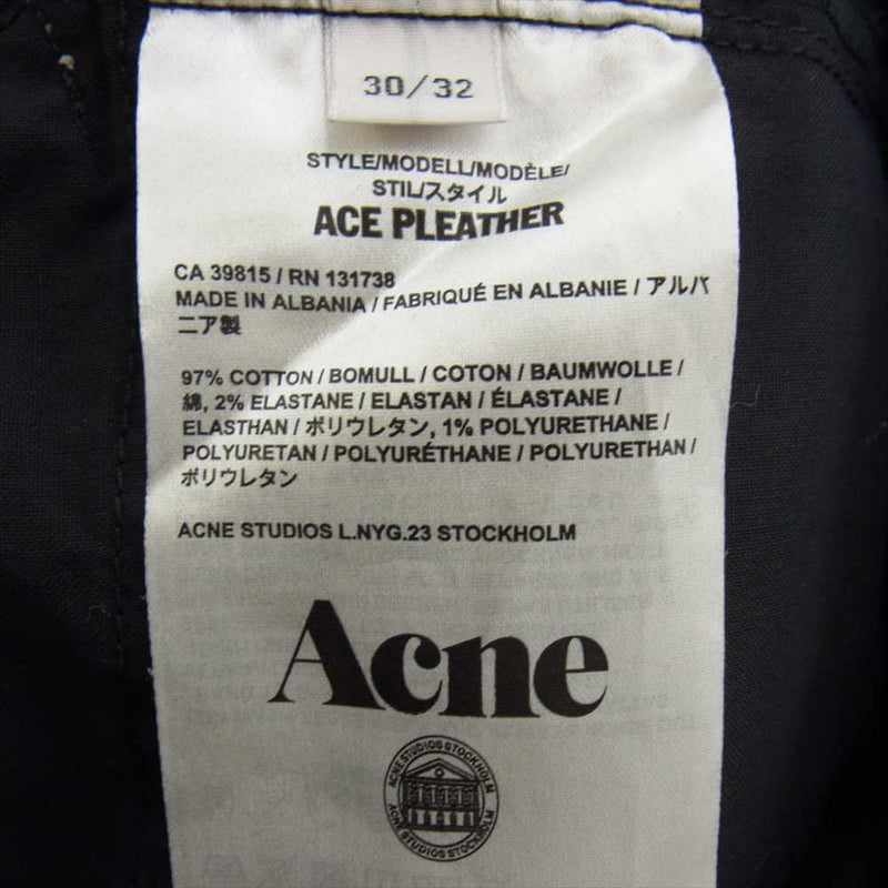 ACNE STUDIOS アクネストゥディオズ ACE PLEATHER エースプリーザー スキニー コーティング加工 ワーク パンツ ブラック系【中古】