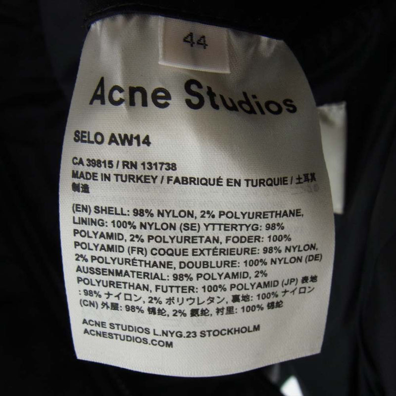 ACNE STUDIOS アクネストゥディオズ SELO AW14 ボンバー フライト ジャケット MA-1 ブラック系 44【中古】