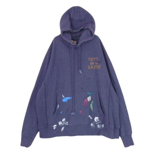 ギャラリー デプト PAINTED LOGO HOODIE ペイント ロゴ フーディ スウェット パーカー ネイビー系 L【中古】
