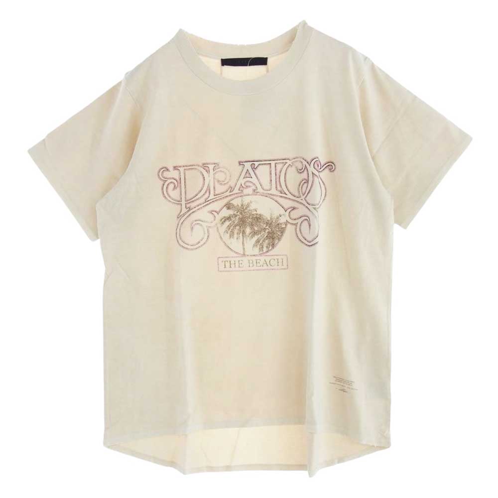 ジュンナカヤマ 24SS JN-SS24-008 PLATOS T-SHIRTS ダメージ加工 プリント 半袖 Tシャツ ベージュ系 L【新古品】【未使用】【中古】