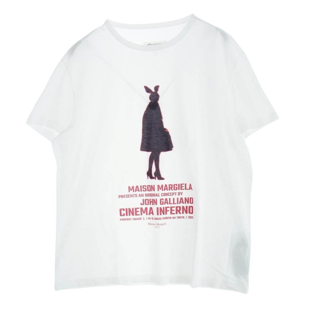 MAISON MARGIELA メゾンマルジェラ 24ss S50GC0702 1ライン 10ライン JOHN GALLIANO CINEMAS INFERNO ジョンガリアーノ シネマ 四つタグ 記念 半袖 Tシャツ ホワイト系 XL【美品】【中古】