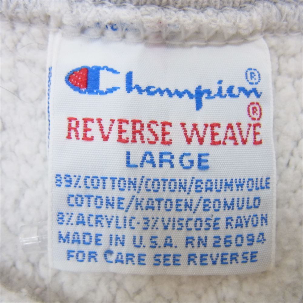 Champion チャンピオン USA製 90s 刺繍タグ リバースウィーブ US NAVY プリント スウェット トレーナー グレー系 L【中古】