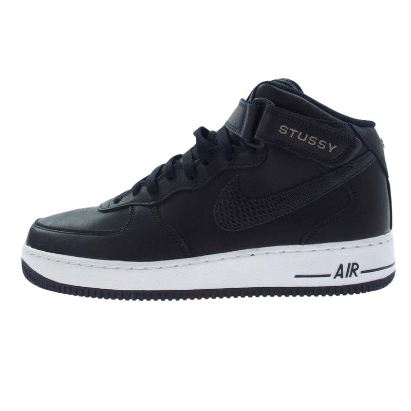 NIKE ナイキ DJ7840-001 × Stussy Air Force 1 Mid ステューシー ナイキ エアフォース1 ミッド スニーカー ブラック系 29cm【極上美品】【中古】