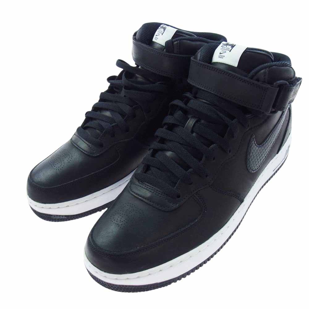 NIKE ナイキ DJ7840-001 × Stussy Air Force 1 Mid ステューシー ナイキ エアフォース1 ミッド スニーカー ブラック系 29cm【極上美品】【中古】