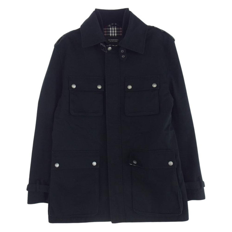 BURBERRY BLACK LABEL バーバリーブラックレーベル BMP82-715-09 フルジップアップ 裏地ノバチェック ハーフコート ジャケット ブラック系 M【中古】