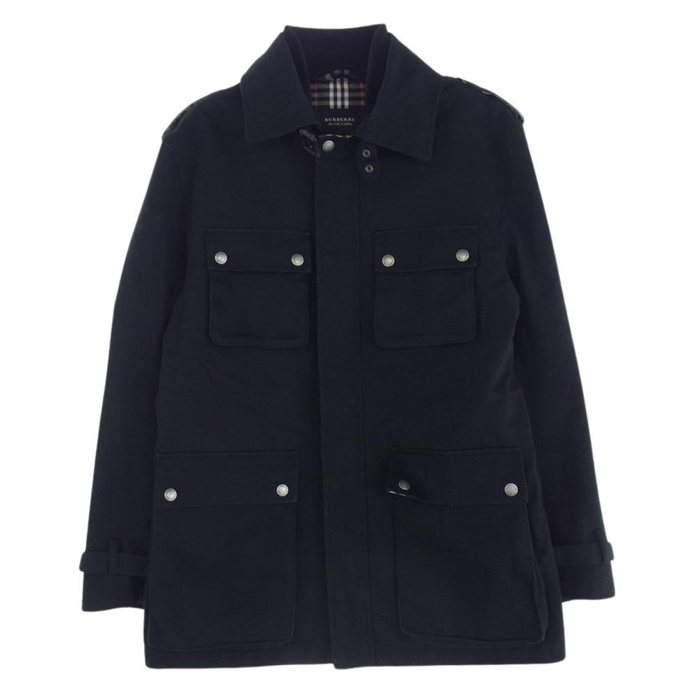 BURBERRY BLACK LABEL バーバリーブラックレーベル BMP82-715-09 フルジップアップ 裏地ノバチェック ハーフコート ジャケット ブラック系 M【中古】