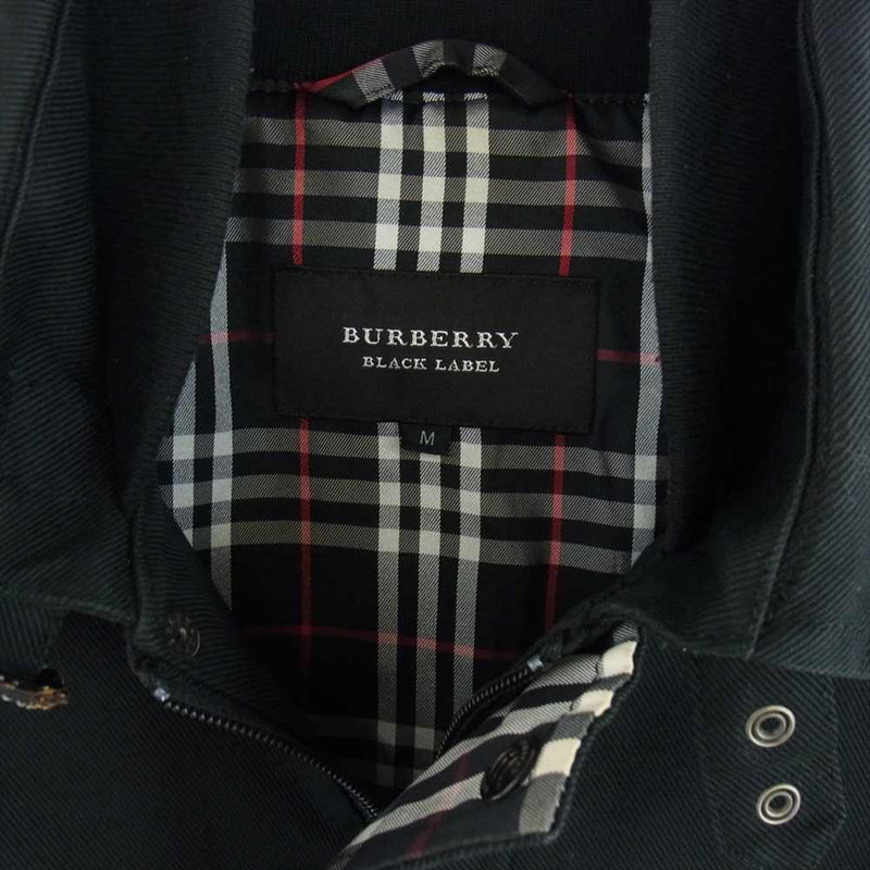 BURBERRY BLACK LABEL バーバリーブラックレーベル BMP82-715-09 フルジップアップ 裏地ノバチェック ハーフコート ジャケット ブラック系 M【中古】