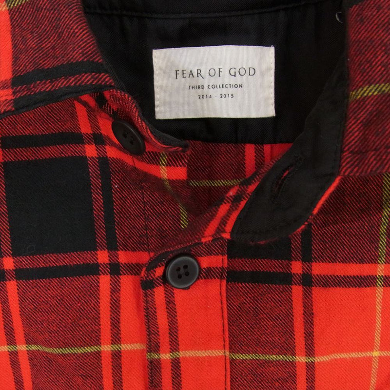 FEAR OF GOD フィアオブゴッド 2014-2015 THIRD COLLECTION サードコレクション バックジップ タータンチェック 長袖シャツ レッド系 M【中古】