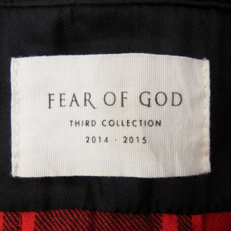 FEAR OF GOD フィアオブゴッド 2014-2015 THIRD COLLECTION サードコレクション バックジップ タータンチェック 長袖シャツ レッド系 M【中古】