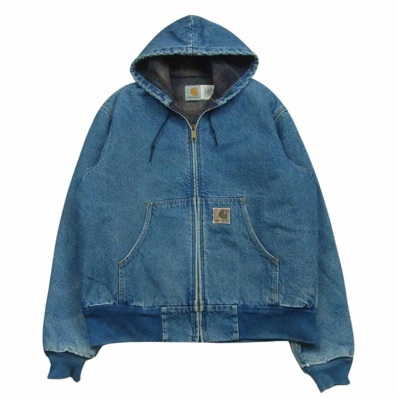 Carhartt カーハート USA製 チェック ライナー デニム アクティブ パーカー ジャケット インディゴブルー系 M【中古】