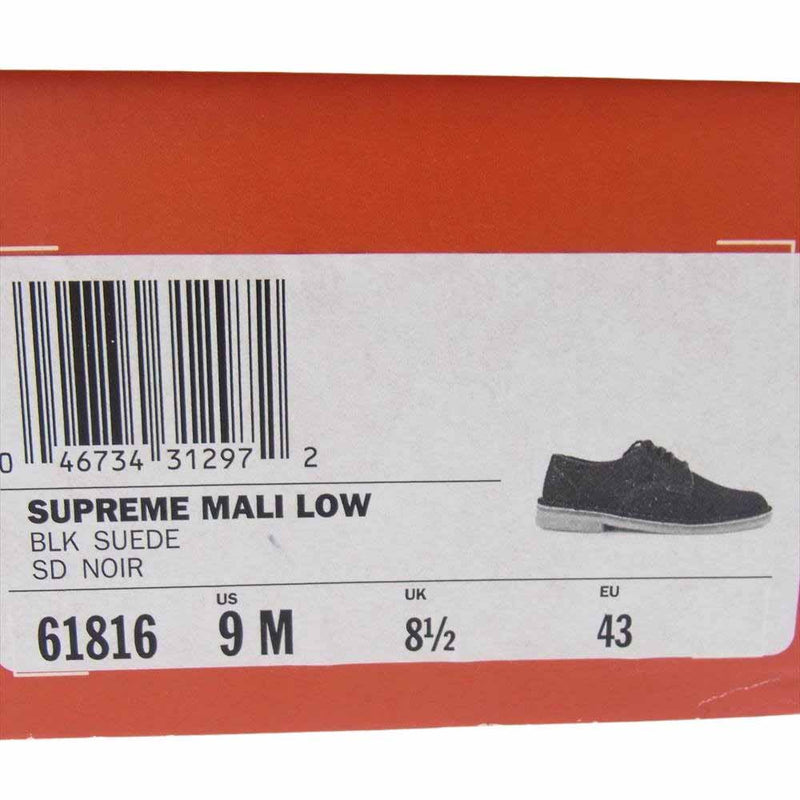 Supreme シュプリーム 12SS × Clarks Originals MALI LOW 61817 クラークス オリジナルス スエード マリ ローカット デザート シューズ ブラック系 US 9【中古】