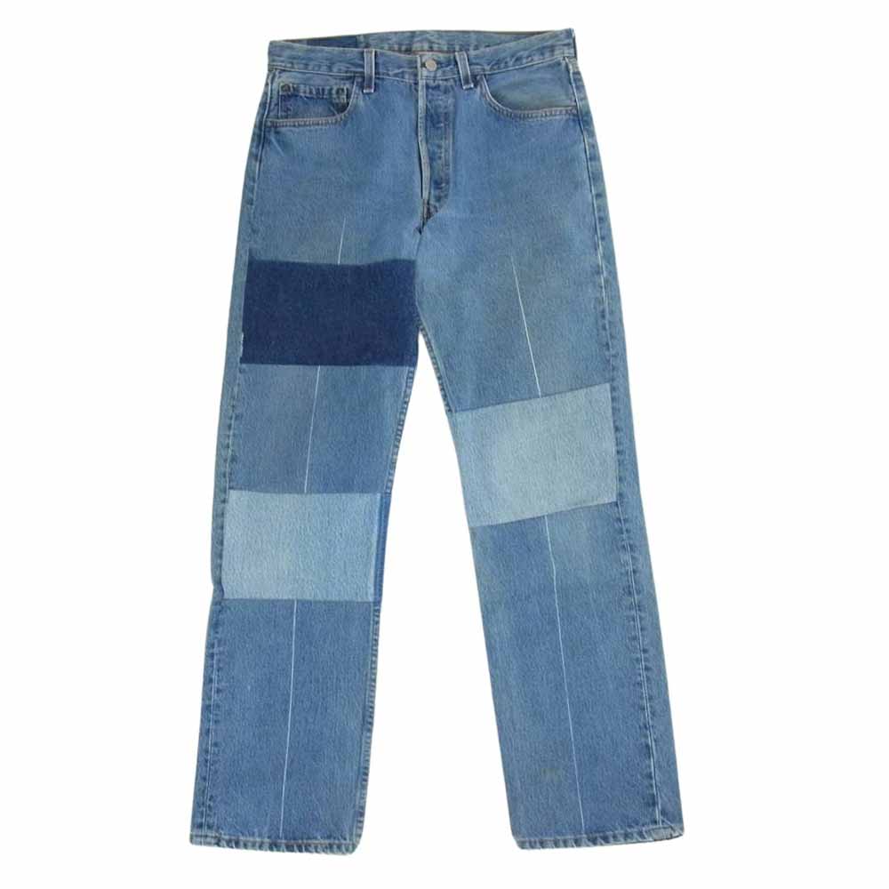 MAISON MARTIN MARGIELA メゾンマルタンマルジェラ 333-78941 本人期 アーカイブ ０ライン フランス製 アーティザナル デニム 再構築 パッチワーク フライボタン デニムパンツ ジーンズ【中古】