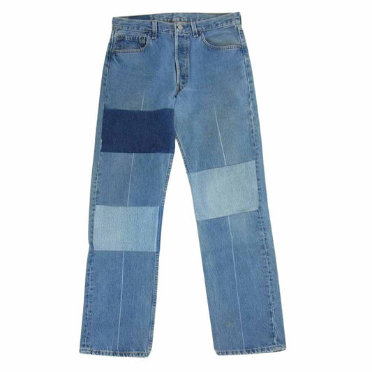 MAISON MARTIN MARGIELA メゾンマルタンマルジェラ 333-78941 本人期 アーカイブ ０ライン フランス製 アーティザナル デニム 再構築 パッチワーク フライボタン デニムパンツ ジーンズ【中古】