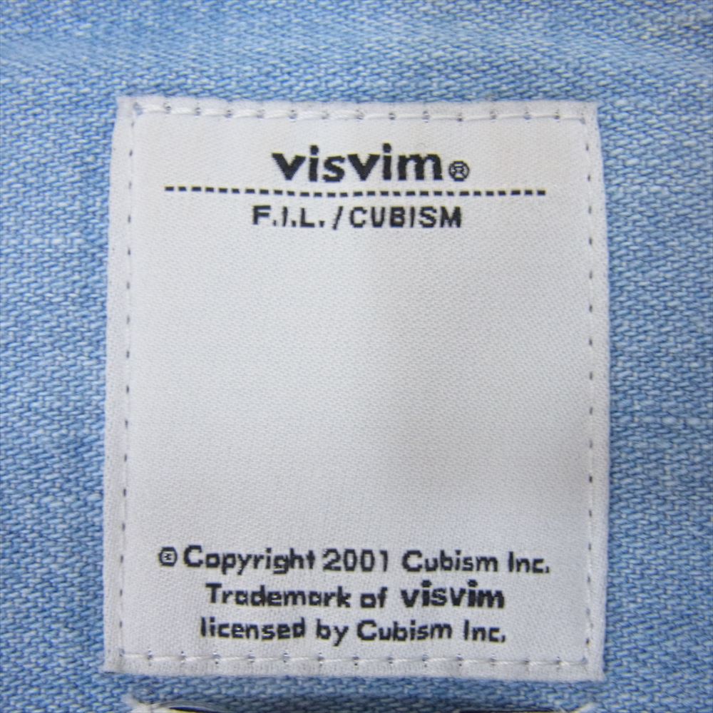 VISVIM ビズビム 16SS 0116105007001 SOCIAL SCULPTURE SHIRT DMGD ソーシャル スカルプチャー ユーズド加工 デニム ウエスタン 長袖 シャツ インディゴブルー系 1【中古】