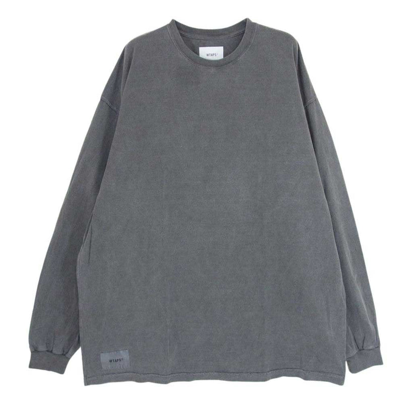 WTAPS ダブルタップス 23SS 231ATDT-CSM18 COTTON.SIGN L/S バック ロゴ 刺繍 ロングスリーブ カットソー Tシャツ スミ黒 L グレー系 X 03【中古】