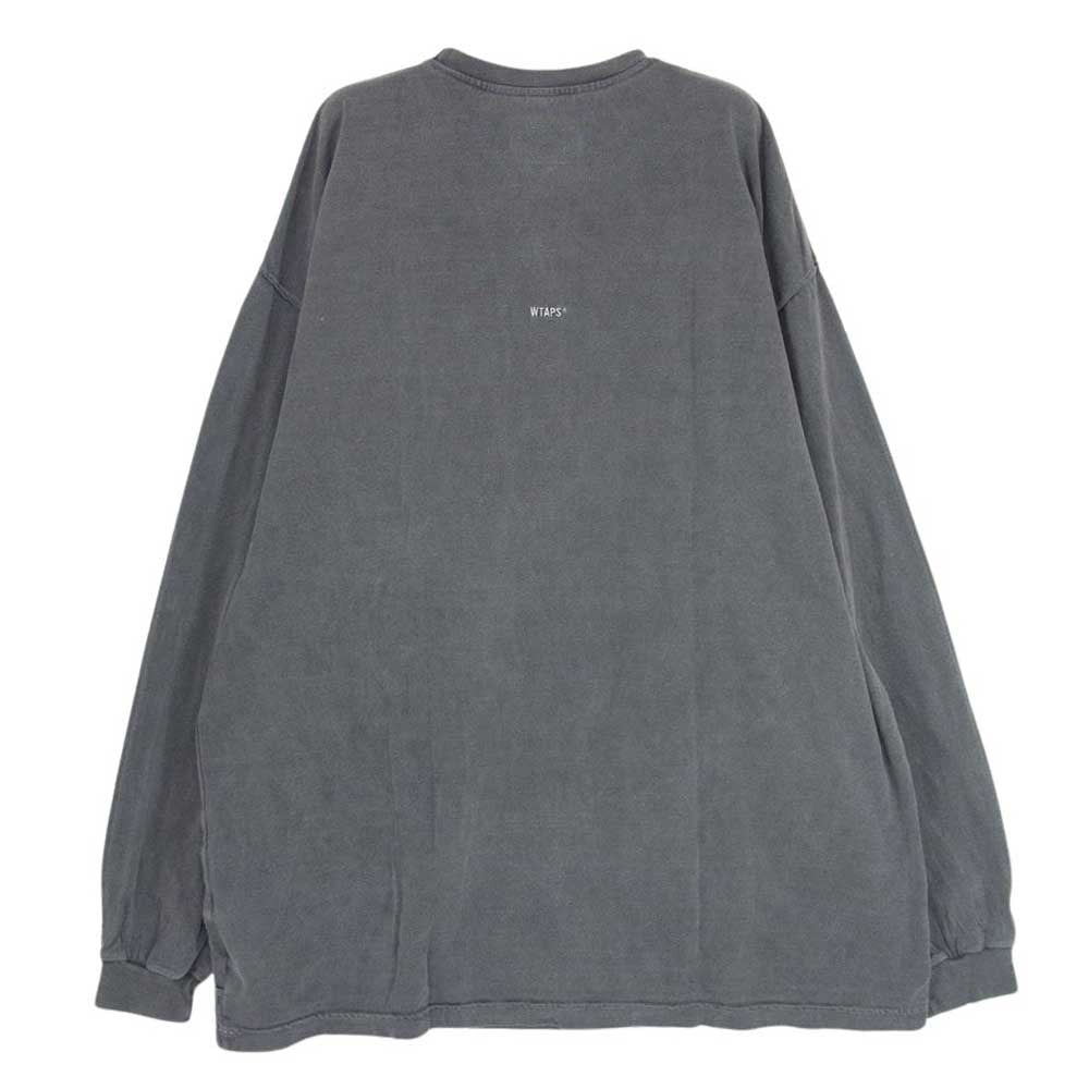 WTAPS ダブルタップス 23SS 231ATDT-CSM18 COTTON.SIGN L/S バック ロゴ 刺繍 ロングスリーブ カットソー Tシャツ スミ黒 L グレー系 X 03【中古】